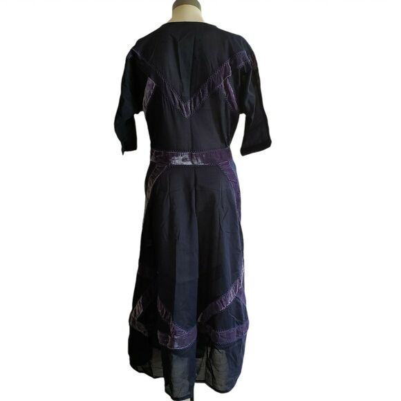 CHASING UNICORNS 1970 Voile Velvet Maxi midi dress in blueprint marilo Sz XS NEW - Picture 3 of 8